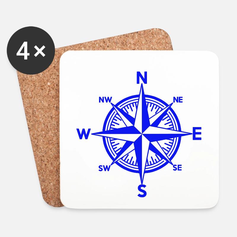 Nautik Windrose Seefahrt Schiff Navigation Maritim - Untersetzer (4er-Set) - Weiß