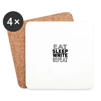 eat sleep write repeat - Coasters (set of 4) - white - Front