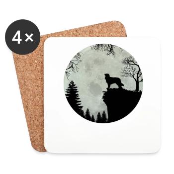 Australian Shepherd at full moon gift 0738 - Coasters (set of 4) - white - Front