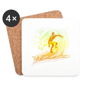 Surfeur surfboard surf - Dessous de verre (lot de 4) - blanc - Devant