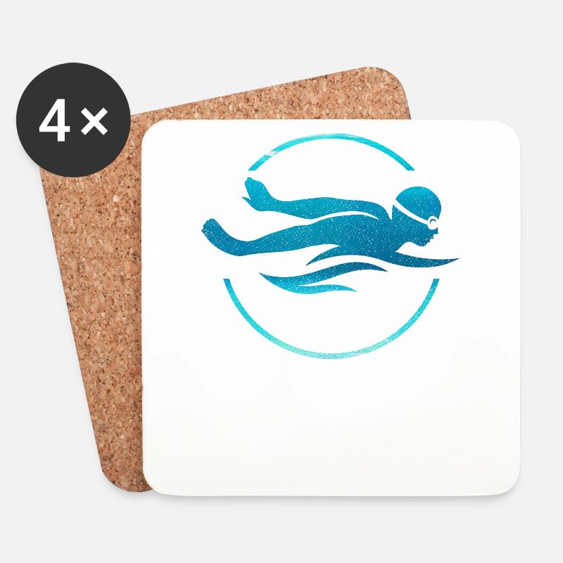 Schwimmer Schwimmen - Untersetzer (4er-Set) - Weiß