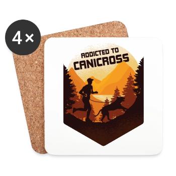 Addicted to Canicross, Geländelauf mit Hund - Untersetzer (4er-Set) - Weiß - Vorne