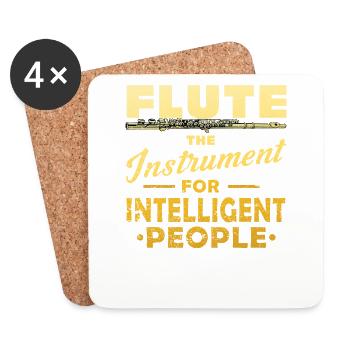 Joueur de flûte instrument de musique flûte - Dessous de verre (lot de 4) - blanc - Devant