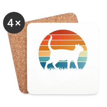 Cadeau de ferme chat chuchoteur coloré - Dessous de verre (lot de 4) - blanc - Devant