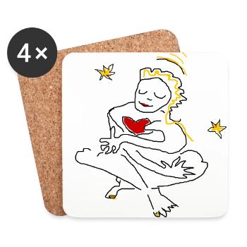 Christkind Yoga Herz Sterne - Untersetzer (4er-Set) - Weiß - Vorne
