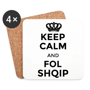 Restez calme et suivez shqip Parlez albanais shqip - Dessous de verre (lot de 4) - blanc - Devant