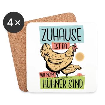 Zu Hause ist da wo meine Hühner sind - für Farmer - Untersetzer (4er-Set) - Weiß - Vorne