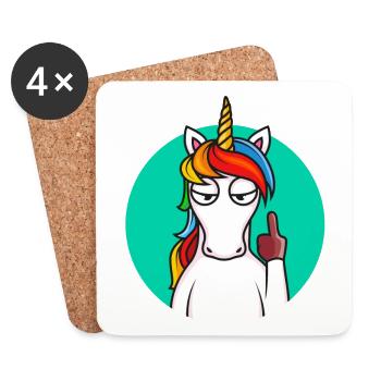 Bad Attitude Licorne-cadeau drôle pour les adultes qui - Dessous de verre (lot de 4) - blanc - Devant