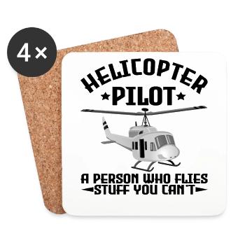 Helikopter Pilot Hubschrauber Heli - Untersetzer (4er-Set) - Weiß - Vorne