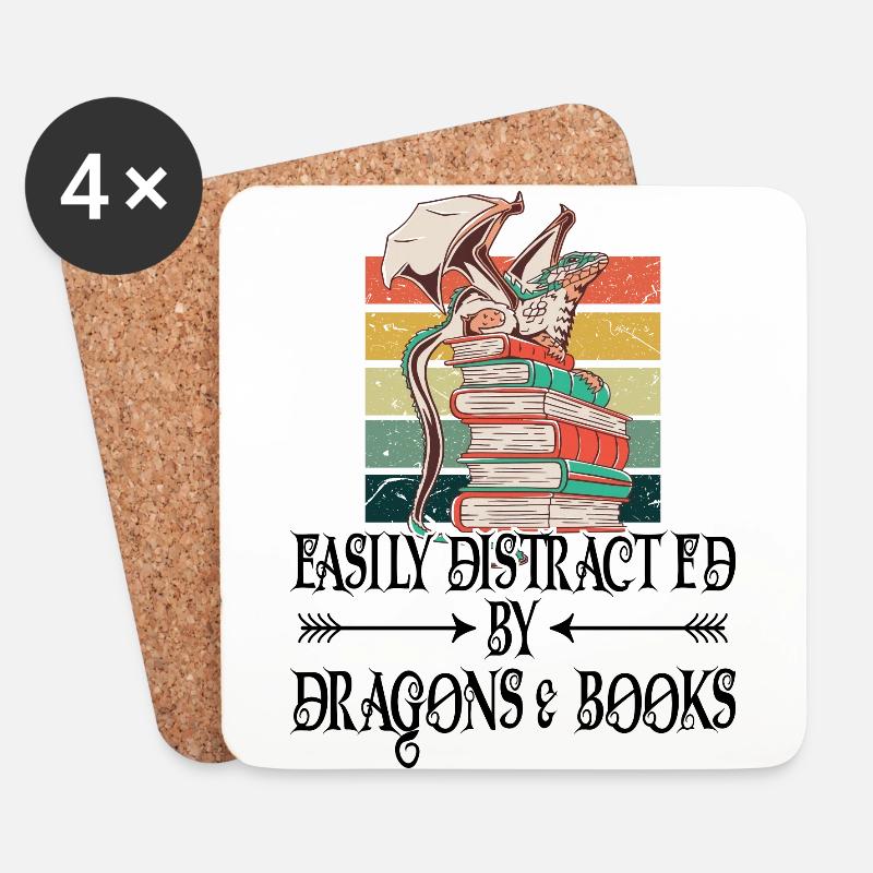 Dragons Bücher Drachen Lesen - Untersetzer (4er-Set) - Weiß