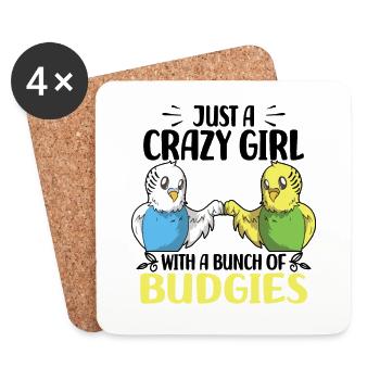Les amateurs de budgerigar | Oiseaux Animal de compagnie - Dessous de verre (lot de 4) - blanc - Devant