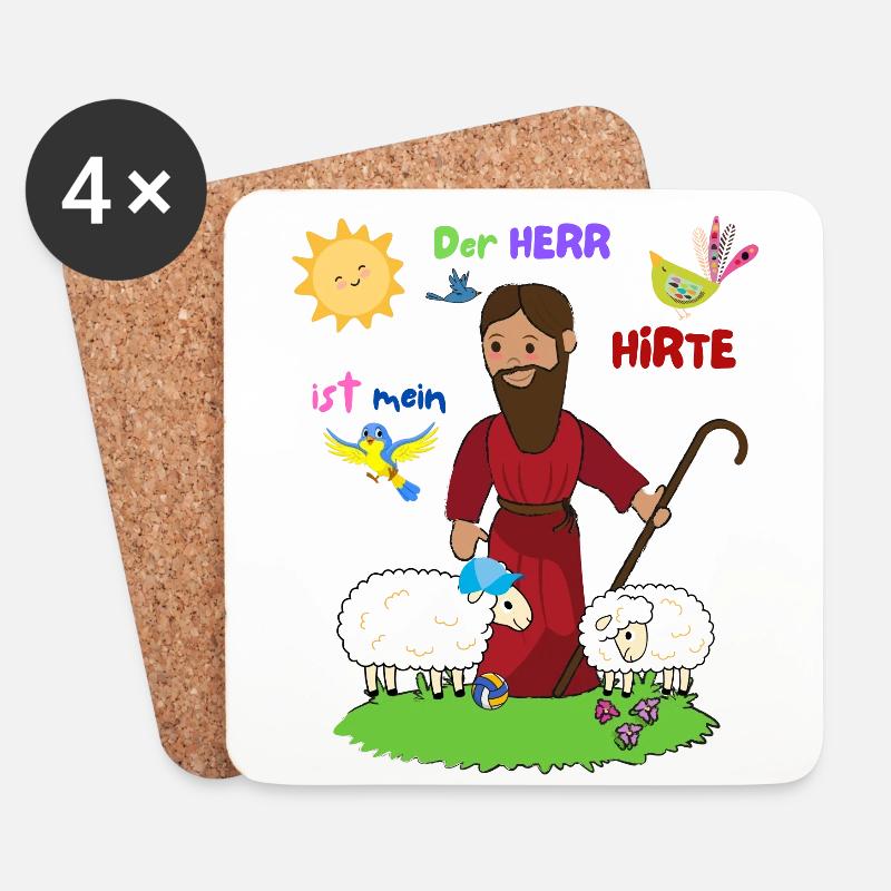 Der gute Hirte - Untersetzer (4er-Set) - Weiß