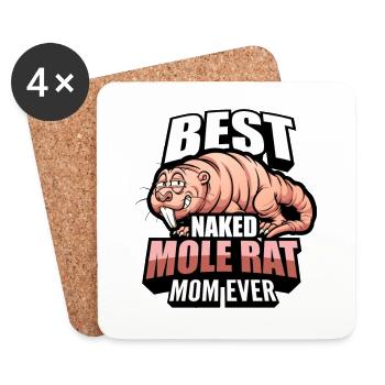 Animal de compagnie de rat-taupe nu | Cadeau de rat-taupe nu pour les femmes - Dessous de verre (lot de 4) - blanc - Devant