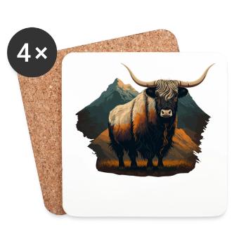 Yak Kuh - Untersetzer (4er-Set) - Weiß - Vorne