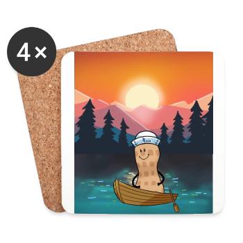 Peanut Leisure Holiday Recreation Nature Boat - Coasters (set of 4) - white - Front
