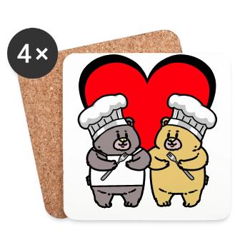 Teddy Bear Cook Cadeau d’anniversaire Cook Cook - Dessous de verre (lot de 4) - blanc - Devant