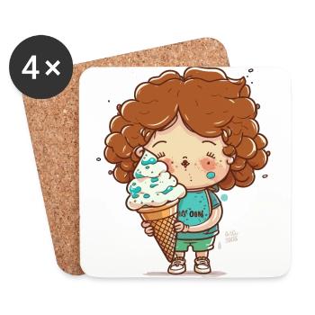 Dent sucrée - Dessous de verre (lot de 4) - blanc - Devant