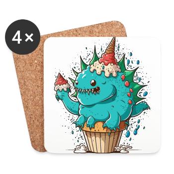 Stegosaurus Pastry Chef - Coasters (set of 4) - white - Front