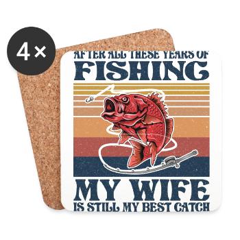 Fisherman Gift, Funny Mens Fishing - Dessous de verre (lot de 4) - blanc - Devant