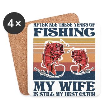 Fisherman Gift, Funny Mens Fishing - Dessous de verre (lot de 4) - blanc - Devant