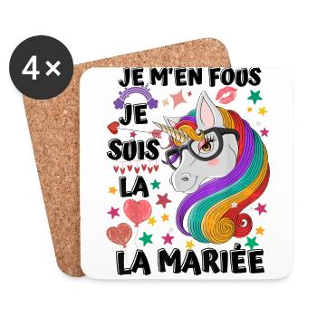 Couple mariage je m en fous je suis la mariée - Dessous de verre (lot de 4) - blanc - Devant