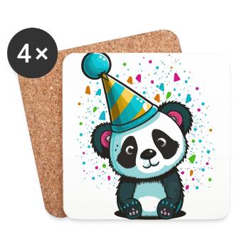 Panda du parti - Dessous de verre (lot de 4) - blanc - Devant