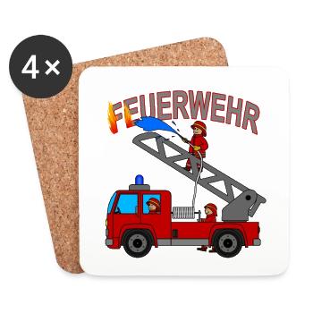 Feuerwehrauto für den Feuerwehrmann mit Feuerwehr - Untersetzer (4er-Set) - Weiß - Vorne