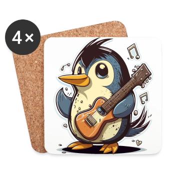 Rockin Pinguin - Untersetzer (4er-Set) - Weiß - Vorne