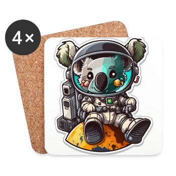 Koalas dans l’espace - Dessous de verre (lot de 4) - blanc - Devant