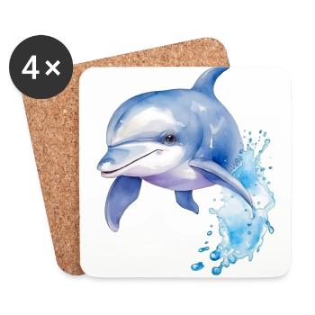 Blue Dolphin - Coasters (set of 4) - white - Front