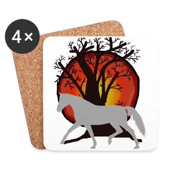 Pferd Pferde Wildpferd Natur Wildnis Sonne Ross - Untersetzer (4er-Set) - Weiß - Vorne