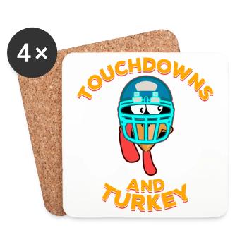 Touchdowns and Turkey Thanksgiving Football - Untersetzer (4er-Set) - Weiß - Vorne