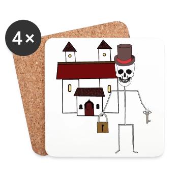 Castle Ghost Ghost Midnight Ghost Horror - Coasters (set of 4) - white - Front