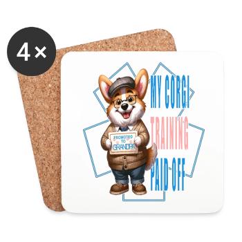 Corgi Opa Weisheit, freudige Beförderungsfeier - Untersetzer (4er-Set) - Weiß - Vorne