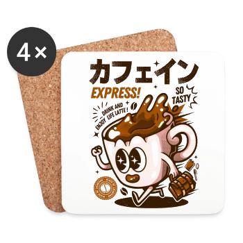 Matin café Rétro cartoon Caféine expresso - Dessous de verre (lot de 4) - blanc - Devant