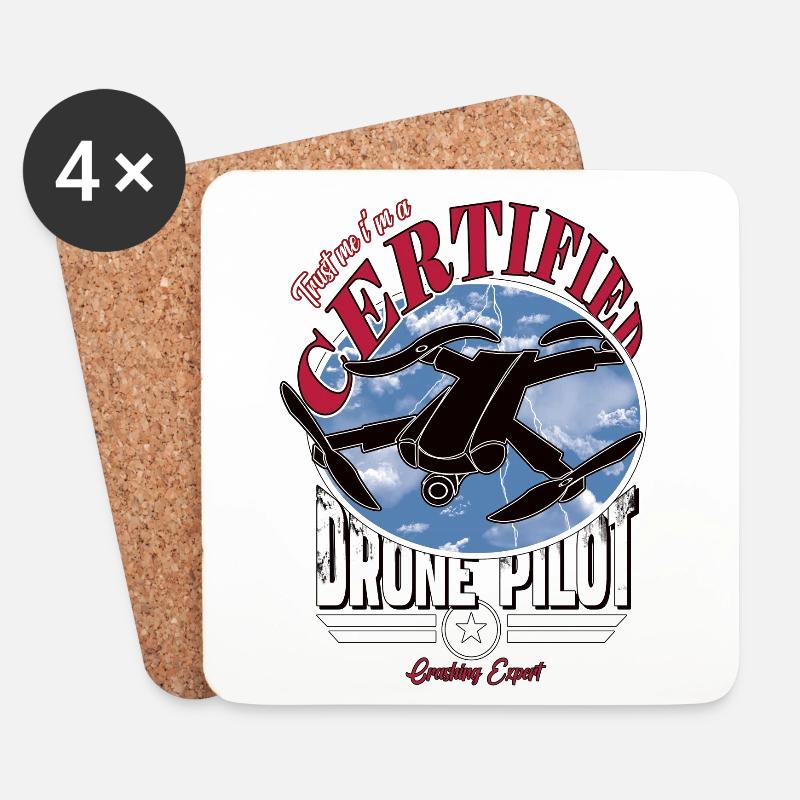 Certified Copter Drone Pilot Captain - Coasters (set of 4) - white