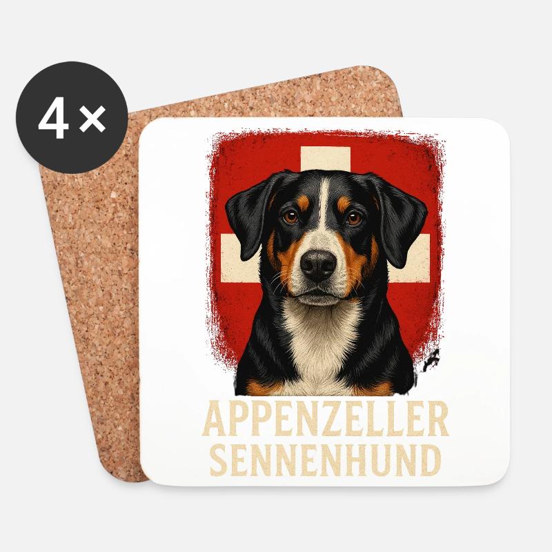 Appenzeller Sennenhund Mountaindog Entlebucher - Untersetzer (4er-Set) - Weiß