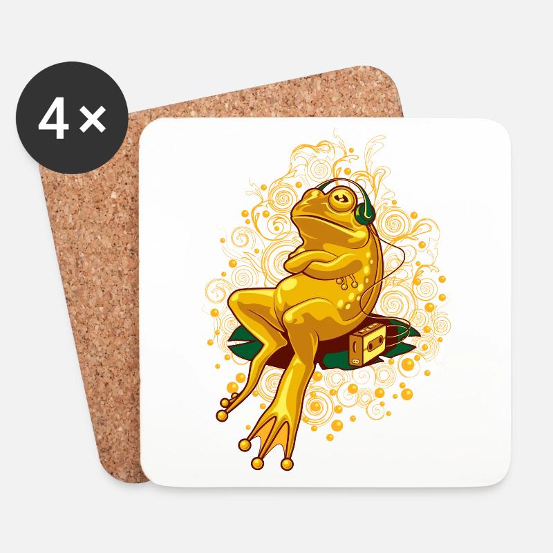 FROGGIE RELAX MODE - Coasters (set of 4) - white