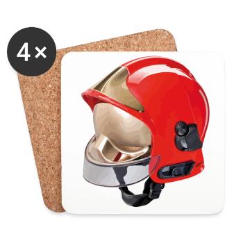 casque de pompiers - Dessous de verre (lot de 4) - blanc - Devant
