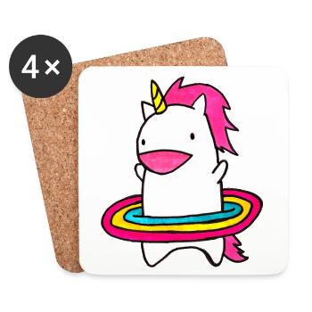 Hula Hop Unicorn - Coasters (set of 4) - white - Front
