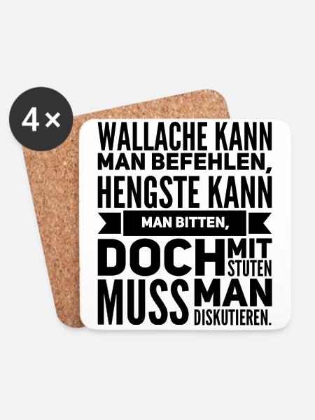 Wallache kann man befehlen Hengste kann man bitte - Untersetzer (4er-Set) - Weiß