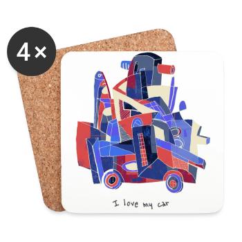 I love my car - Coasters (set of 4) - white - Front