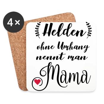 Helden ohne Umhang nennt man Mama - Untersetzer (4er-Set) - Weiß - Vorne