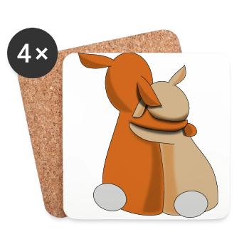 Hasen-Freundschaft - Untersetzer (4er-Set) - Weiß - Vorne