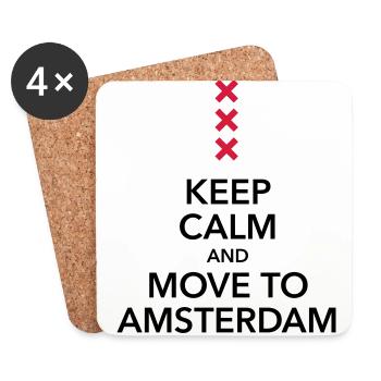 keep calm move to Amsterdam Holland Kreuz Cross - Untersetzer (4er-Set) - Weiß - Vorne