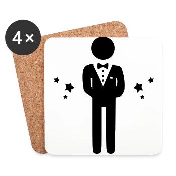 marié,bonhomme,formes,nœud papillon - Dessous de verre (lot de 4) - blanc - Devant