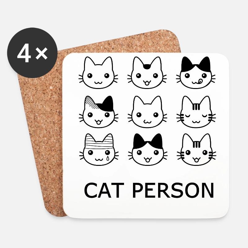 Katze Person - Untersetzer (4er-Set) - Weiß