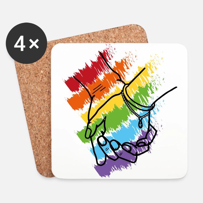 Hands hold rainbow 2 - Coasters (set of 4) - white