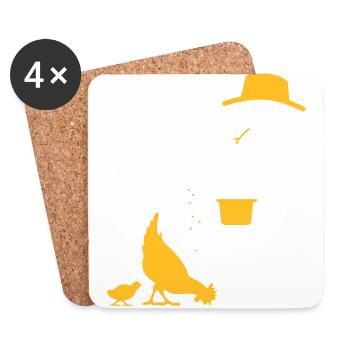 Farmer Feeding The Chickens - Coasters (set of 4) - white - Front
