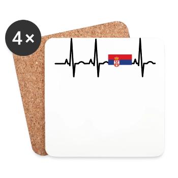 EKG rythme cardiaque SERBIE .png - Dessous de verre (lot de 4) - blanc - Devant